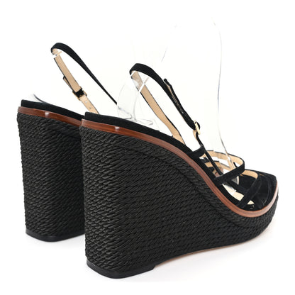 Jimmy Choo Suede Ariela 110 Wedge Sandals 41 Black 5 of 9