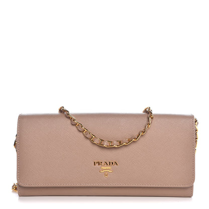Prada Saffiano Metal Oro Chain Wallet Cammeo 1 of 7
