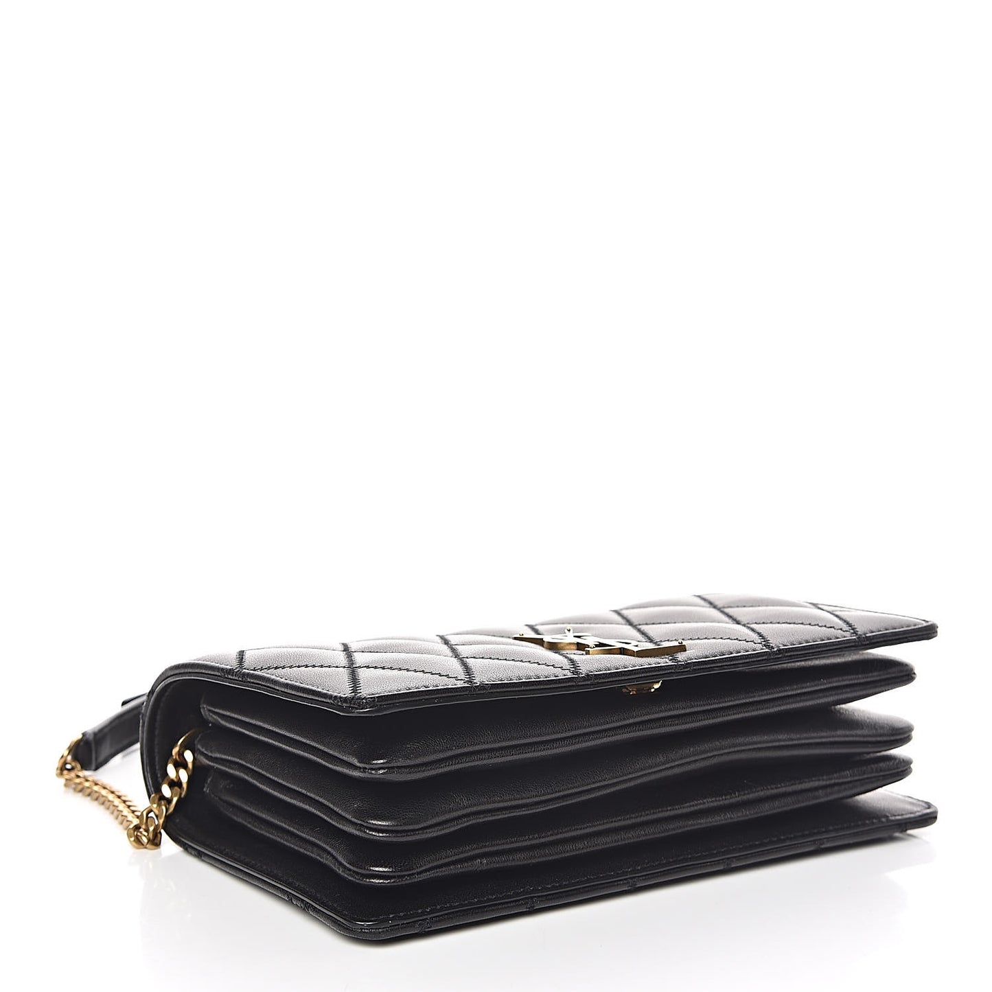 Lambskin Diamond Quilted Monogram Angie Chain Bag Black