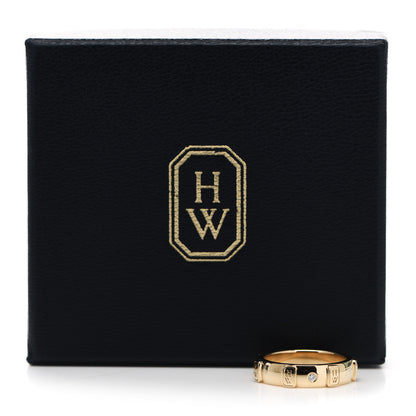 Harry Winston 18K Yellow Gold Diamond HW Logo Single Diamond Band Ring 50 5.5 7 of 7