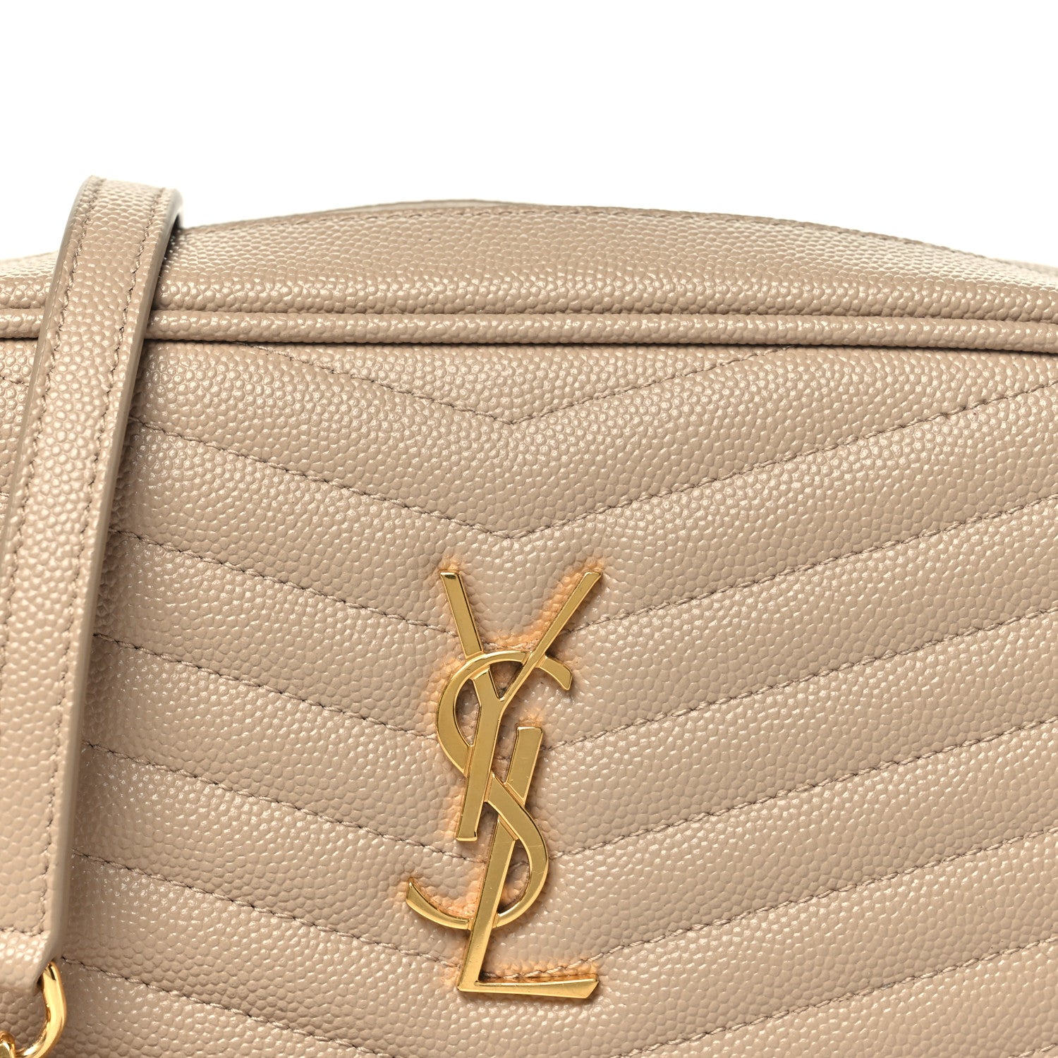 Saint Laurent Grain De Poudre Matelasse Monogram Mini Lou Camera Bag Dark Beige 8 of 11