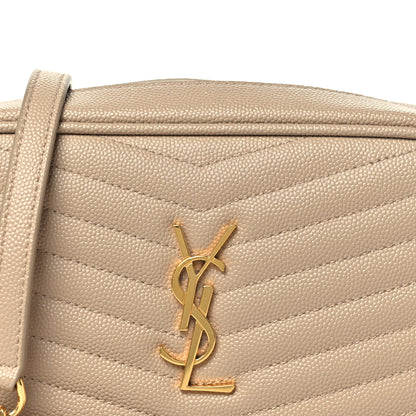 Saint Laurent Grain De Poudre Matelasse Monogram Mini Lou Camera Bag Dark Beige 8 of 11