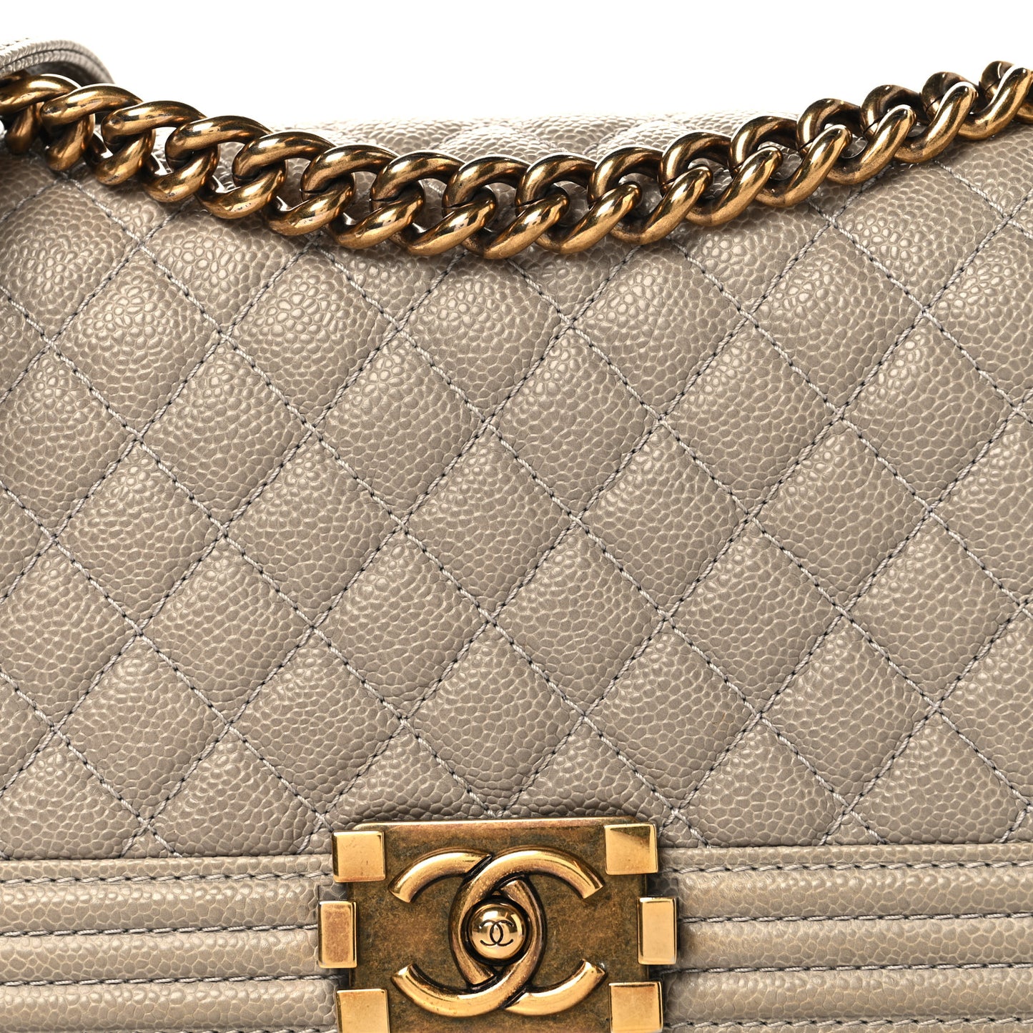 Caviar Quilted Medium Boy Flap Grey