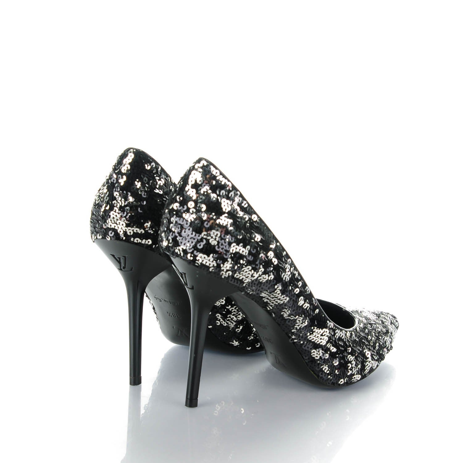 Louis Vuitton Sequin Liza Pumps 38.5 Black 4 of 8
