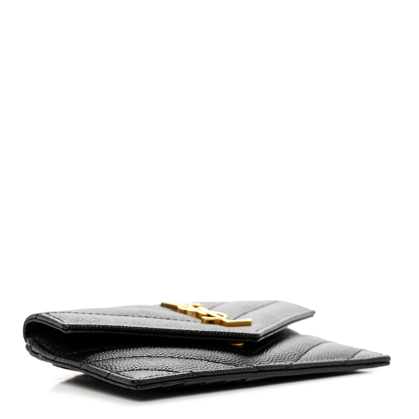 Grain De Poudre Matelasse Chevron Monogram Compact Wallet Black