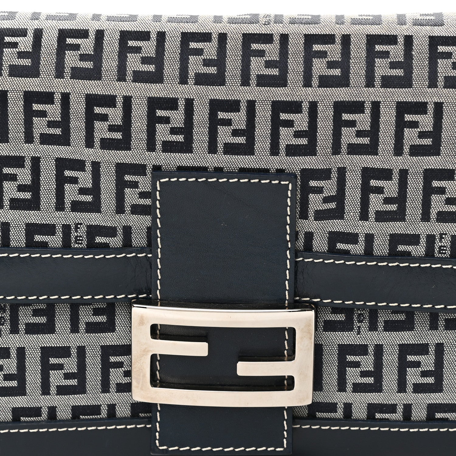 Fendi Zucchino Shoulder Bag Navy 6 of 8