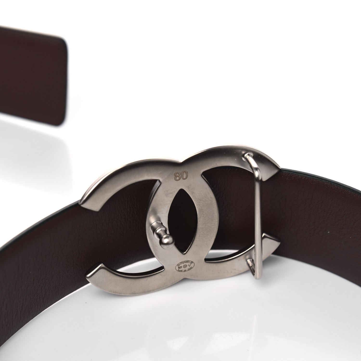 Chanel Calfskin CC Reversible Belt 80 32 Black Burgundy 5 of 5
