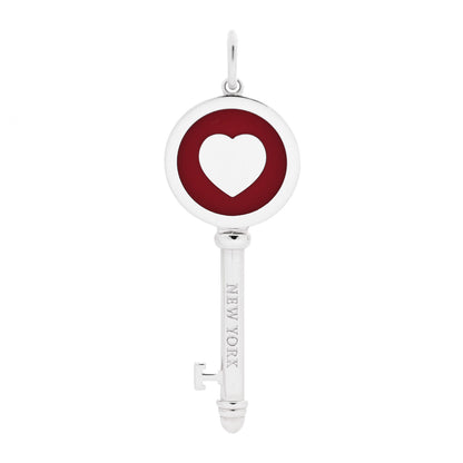 Tiffany Sterling Silver Enamel Heart Key Pendant Red 1 of 4