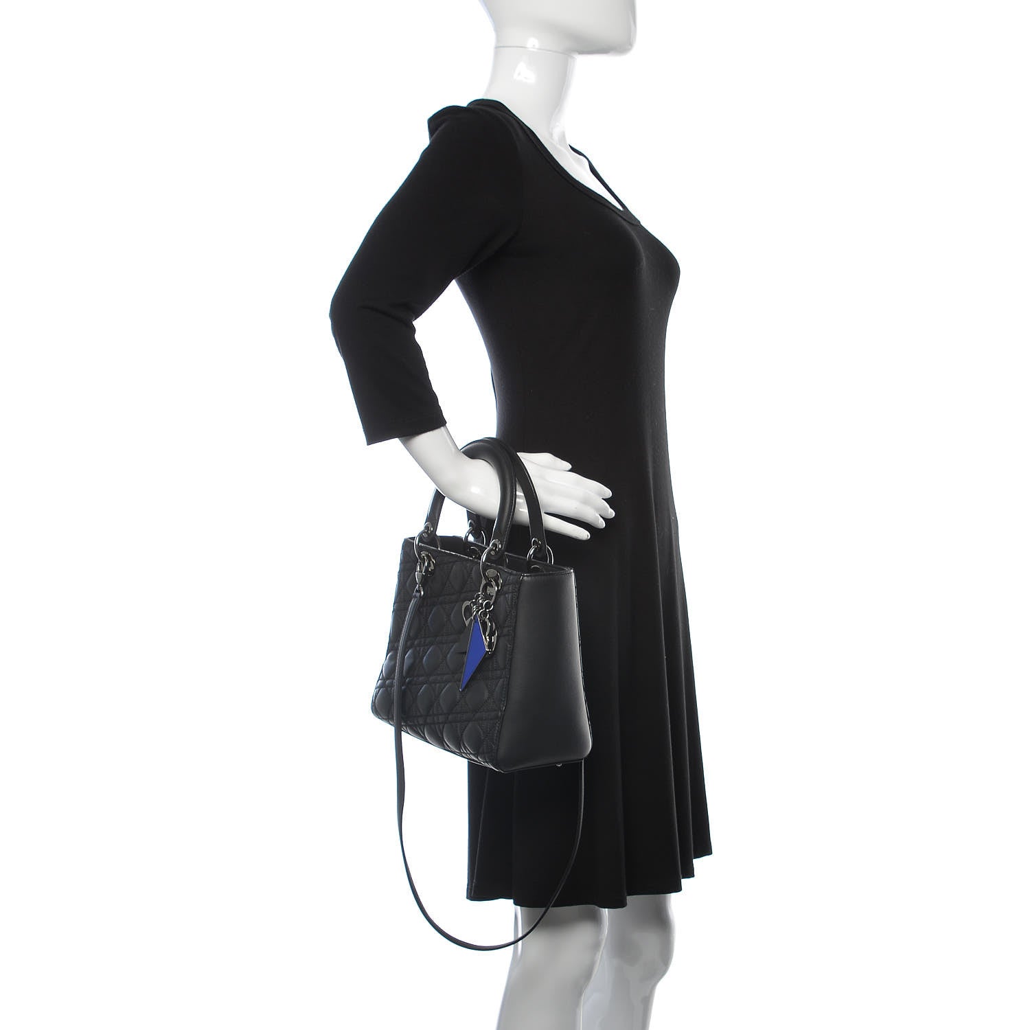 Christian Dior Calfskin Cannage Medium Anselm Reyle Lady Dior Black 3 of 11