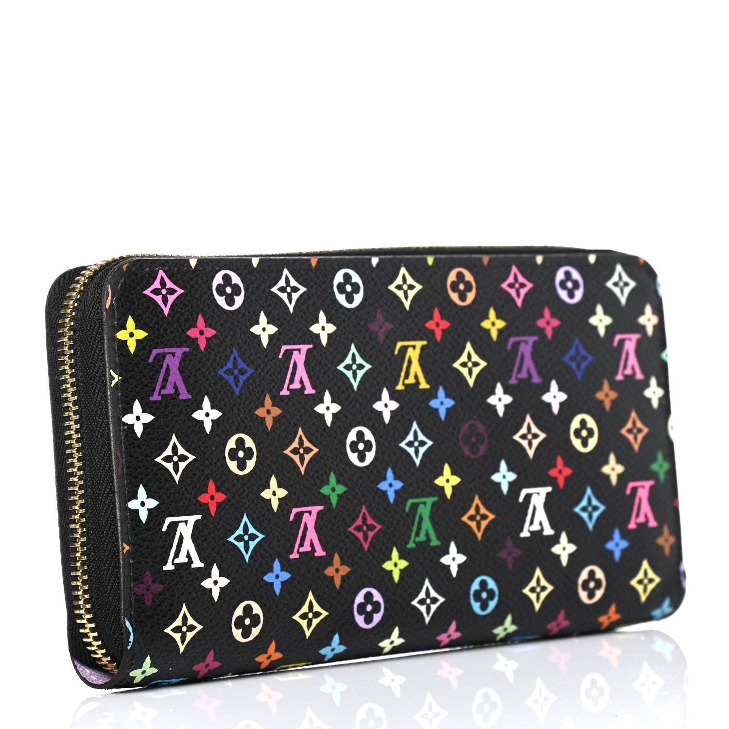 Louis Vuitton Monogram Multicolor Zippy Wallet Black Violet 2 of 4