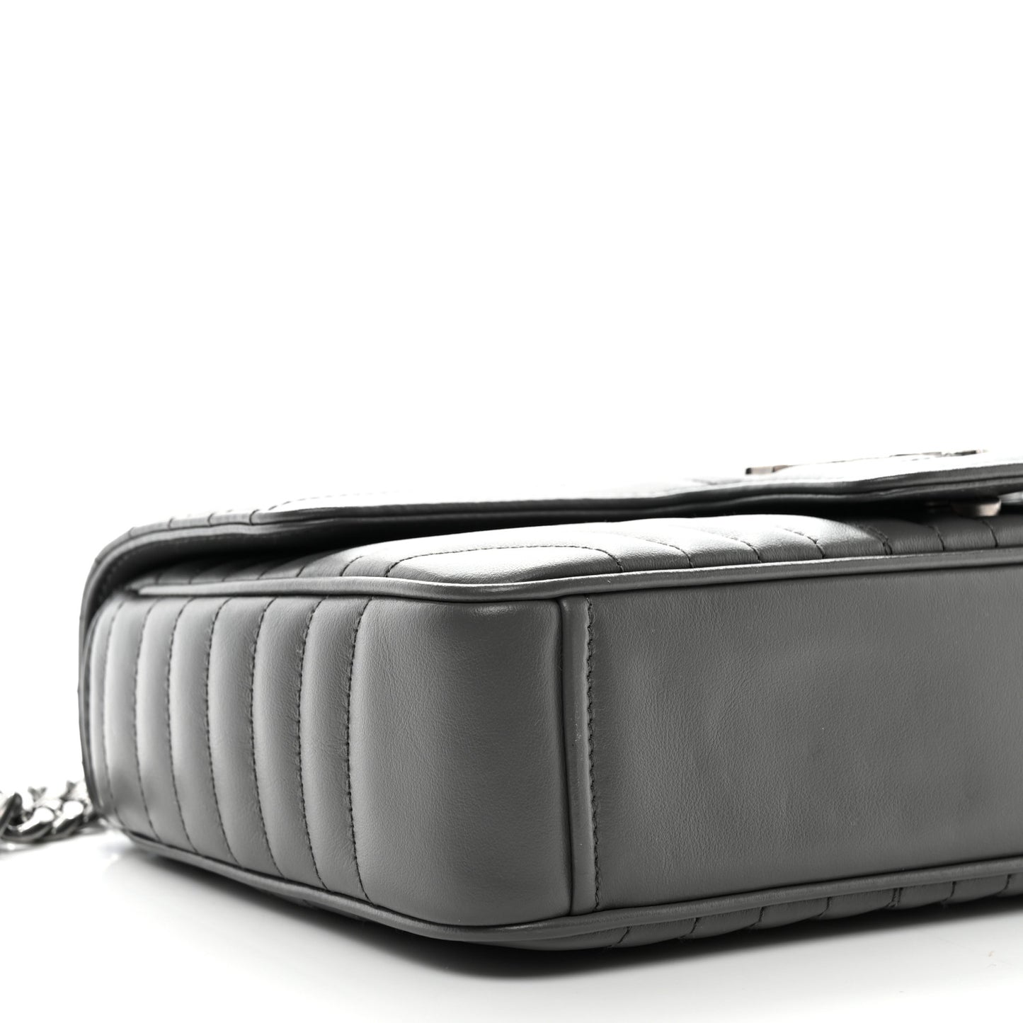 Soft Calfskin Impunture Diagramme Medium Chain Flap Shoulder Bag Mercurio