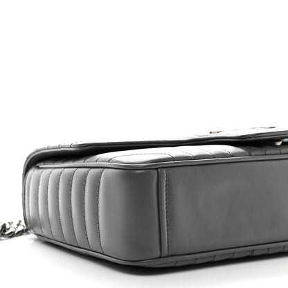 Prada Soft Calfskin Impunture Diagramme Medium Chain Flap Shoulder Bag Mercurio 8 of 9