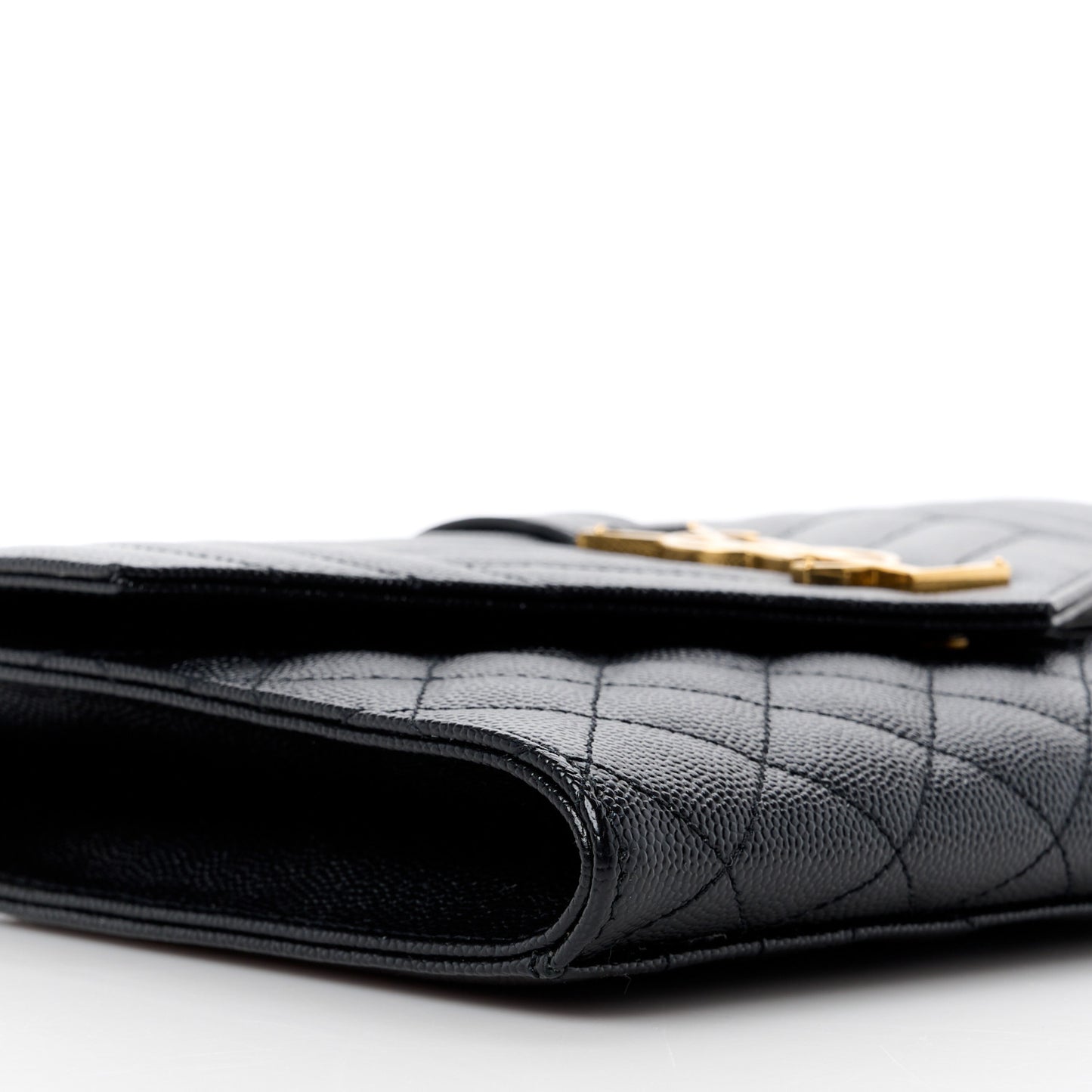 Grain De Poudre Textured Mixed Matelasse Triquilt Monogram Clutch Black