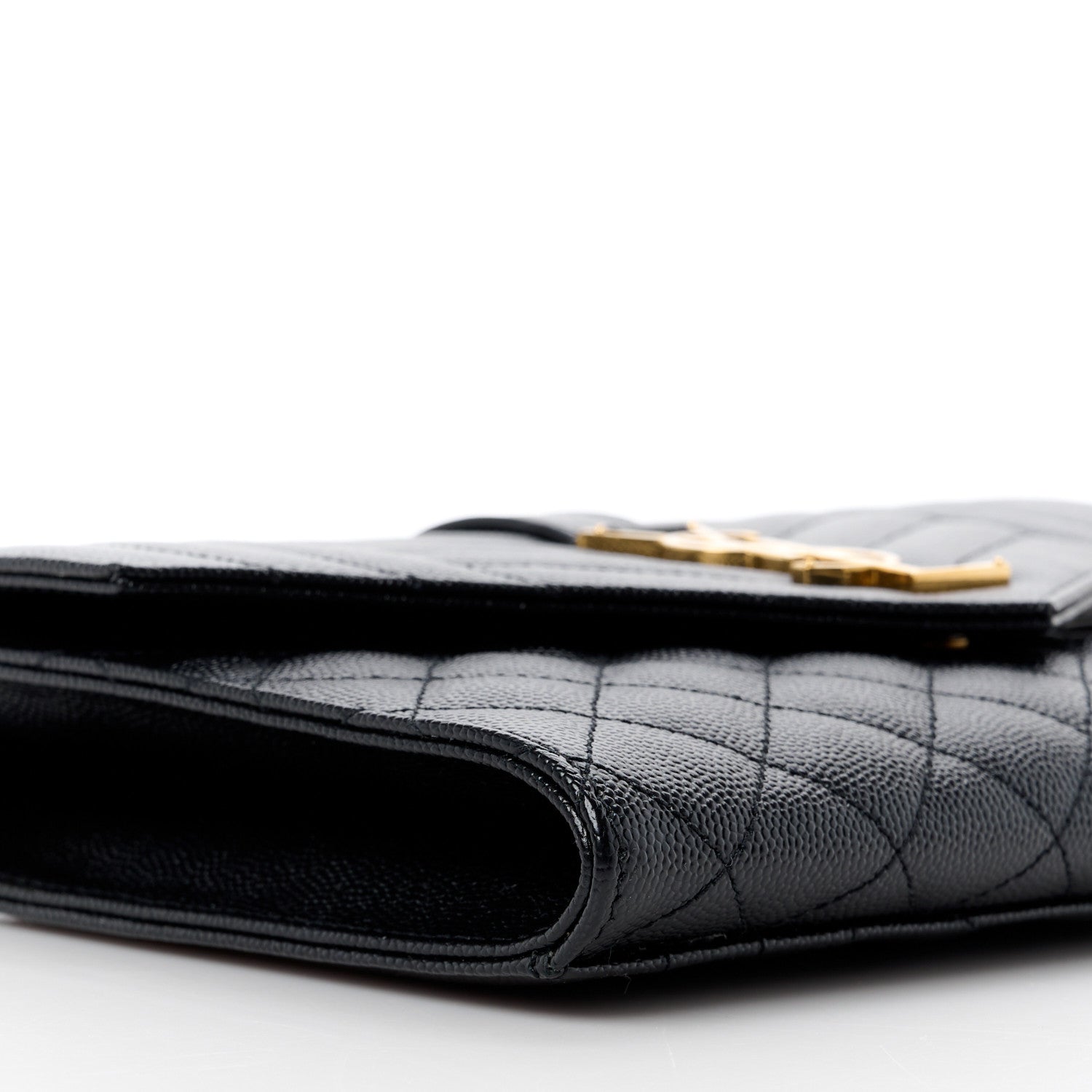 Saint Laurent Grain De Poudre Textured Mixed Matelasse Triquilt Monogram Clutch Black 9 of 11