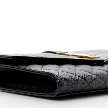 Saint Laurent Grain De Poudre Textured Mixed Matelasse Triquilt Monogram Clutch Black 9 of 11