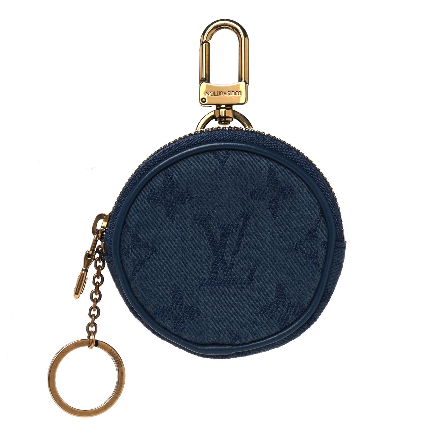 Monogram Denim Round Coin Purse Navy