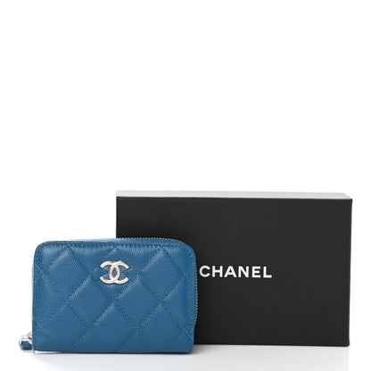 Chanel Caviar Quilted Zip Coin Purse Blue 9 of 9