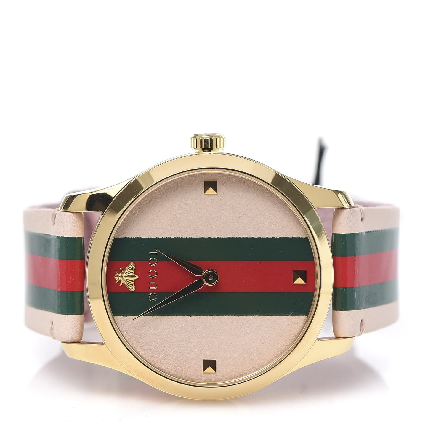 Stainless Steel Calfskin 38mm G-Timeless Stripe Web Quartz Watch Pink