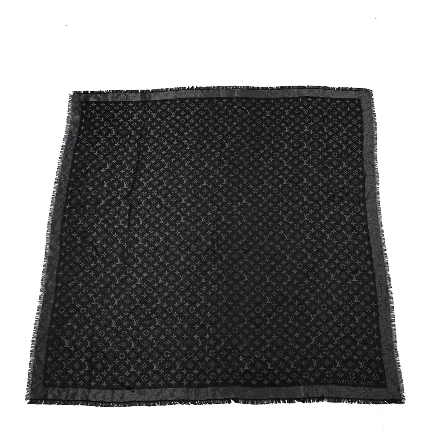 Silk Lurex Wool Monogram Shine Shawl Black