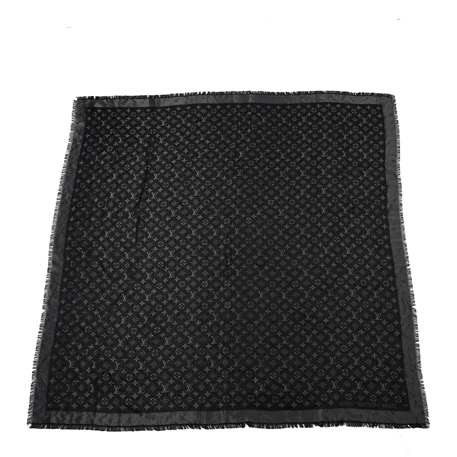 Louis Vuitton Silk Lurex Wool Monogram Shine Shawl Black 1 of 8