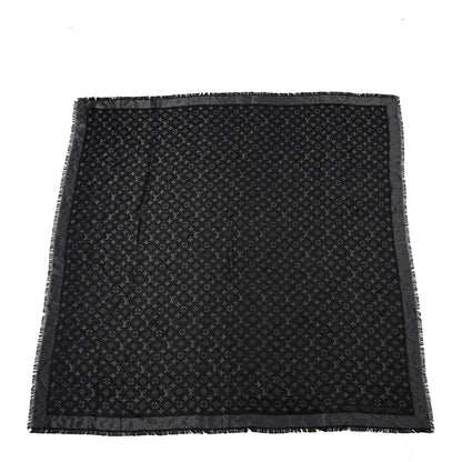 Louis Vuitton Silk Lurex Wool Monogram Shine Shawl Black 1 of 8