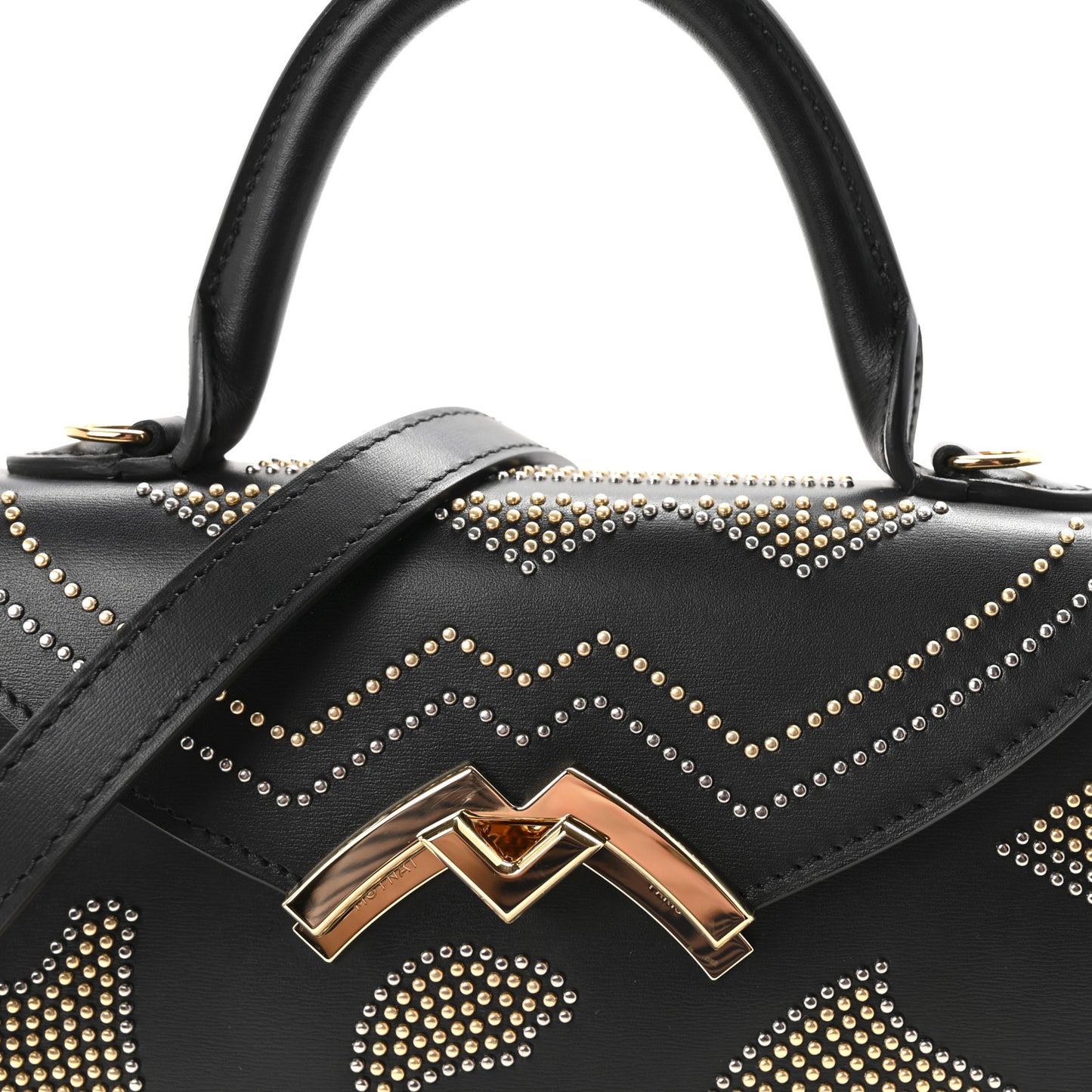Carat Calfskin Studded Gabrielle BB Black
