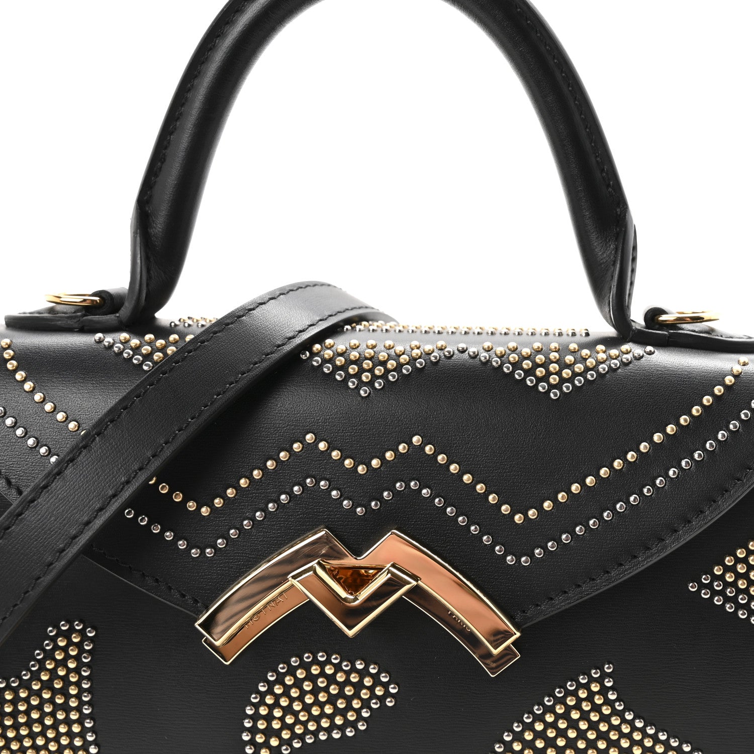Moynat Carat Calfskin Studded Gabrielle BB Black 7 of 9