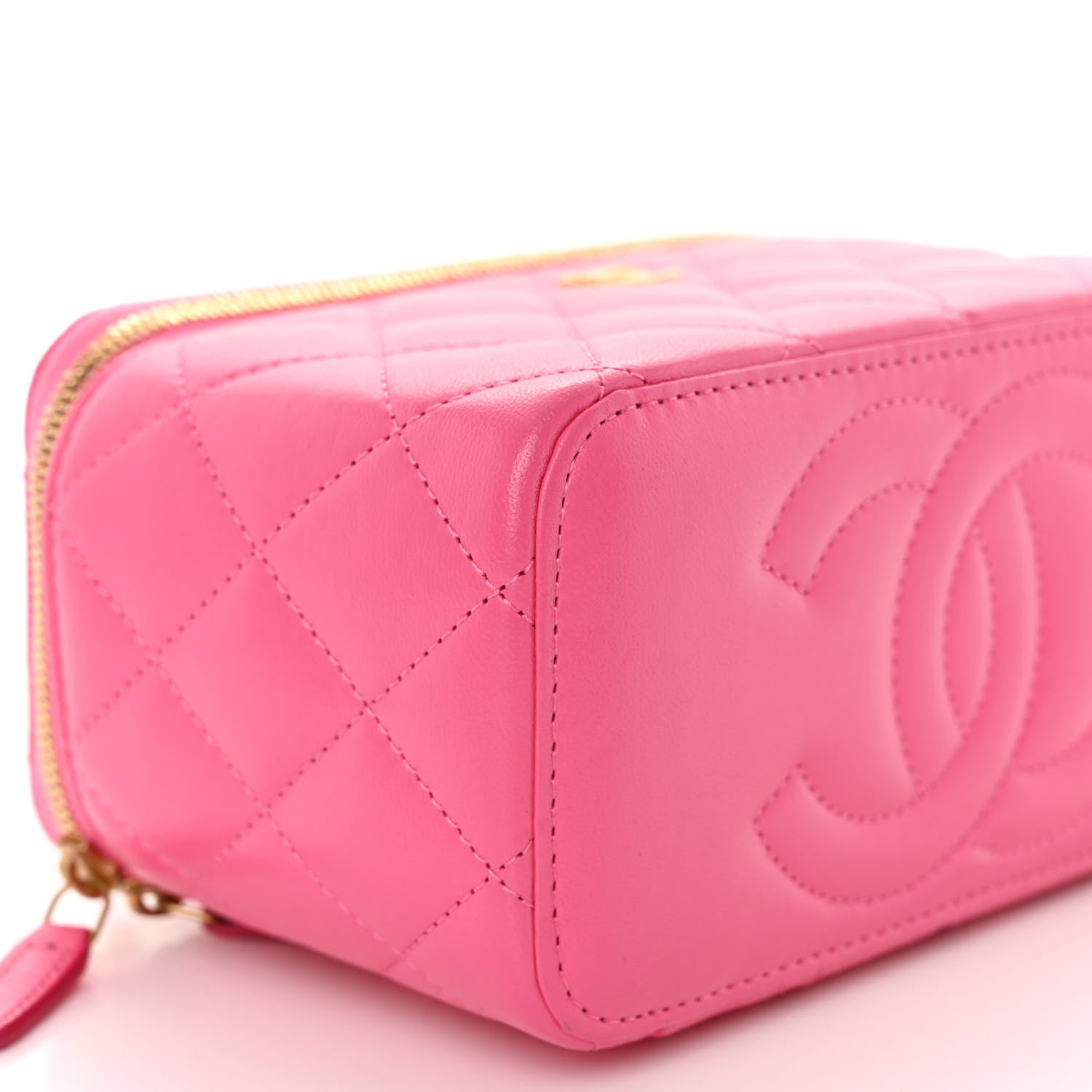 Chanel Lambskin Enamel Quilted Small Coco Hearts Vanity Case With Chain Pink 9 of 10