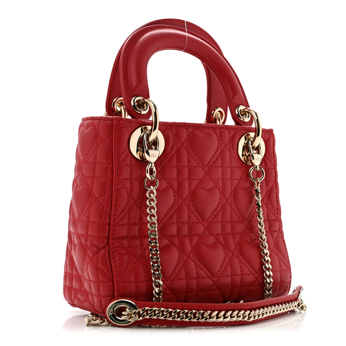 Christian Dior Calfskin Cannage Dioramour Mini Lady Dior Bag Bright Red 3 of 13