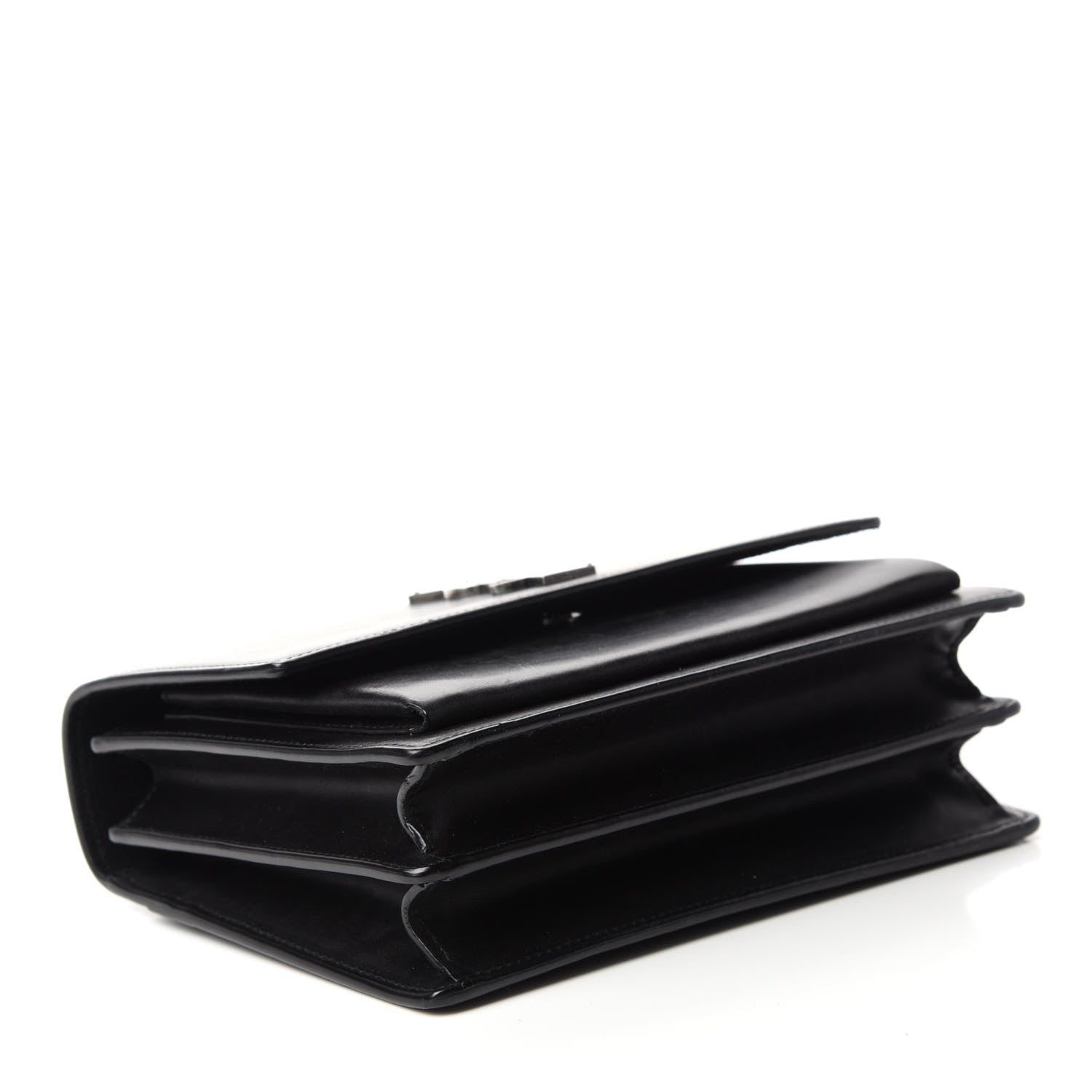 Saint Laurent Calfskin Medium Monogram Sunset Shoulder Bag With Braided Strap Black 4 of 14
