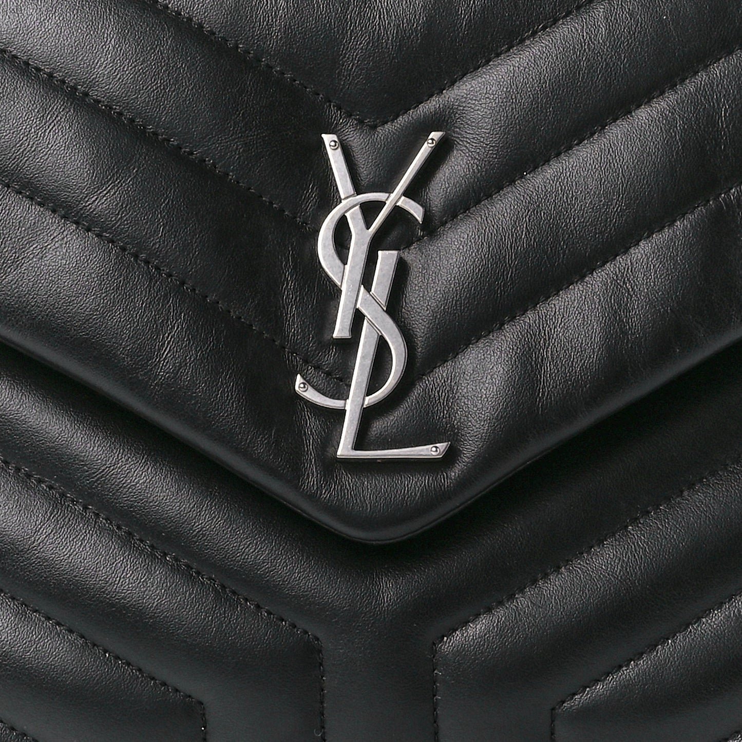 Calfskin Y Quilted Monogram Medium Loulou Chain Satchel Black