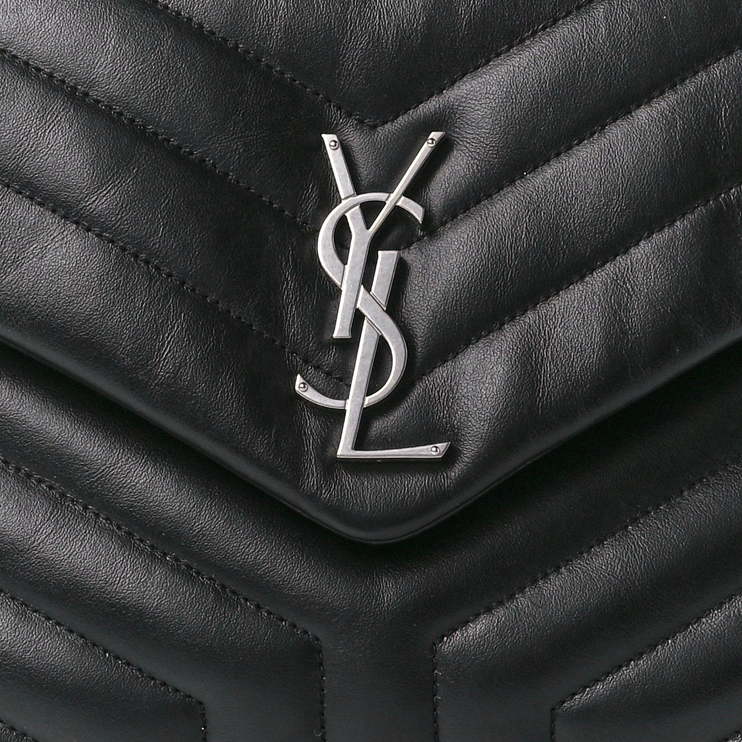 Saint Laurent Calfskin Y Quilted Monogram Medium Loulou Chain Satchel Black 9 of 13