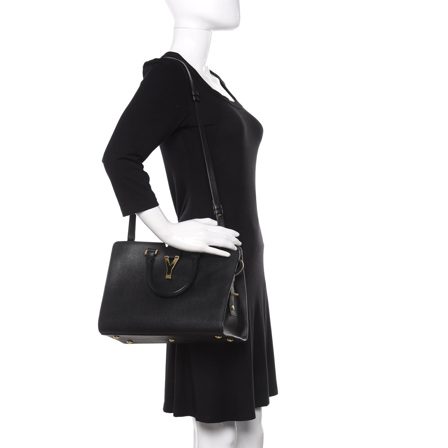 Saint Laurent Textured Calfskin Small Classic Y Cabas Black 2 of 16