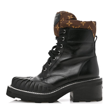 Louis Vuitton Calfskin Monogram Nylon LV Beaubourg Ankle Boots 39 Black 1 of 10