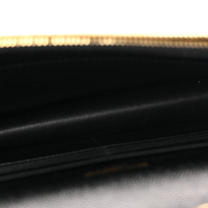 Saint Laurent Grain De Poudre Matelasse Chevron Monogram Envelope Chain Wallet Black 5 of 14