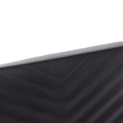 Saint Laurent Grain De Poudre Matelasse Chevron Monogram Chain Wallet Black 11 of 14