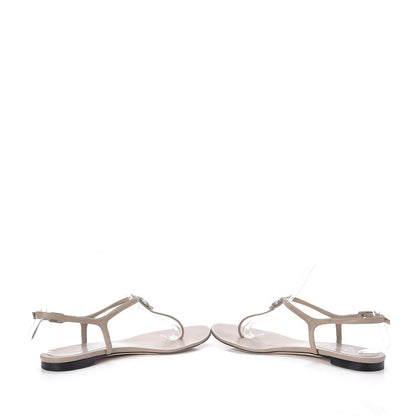Chanel Lambskin Crystal CC Thong Sandals 38 Taupe 5 of 11
