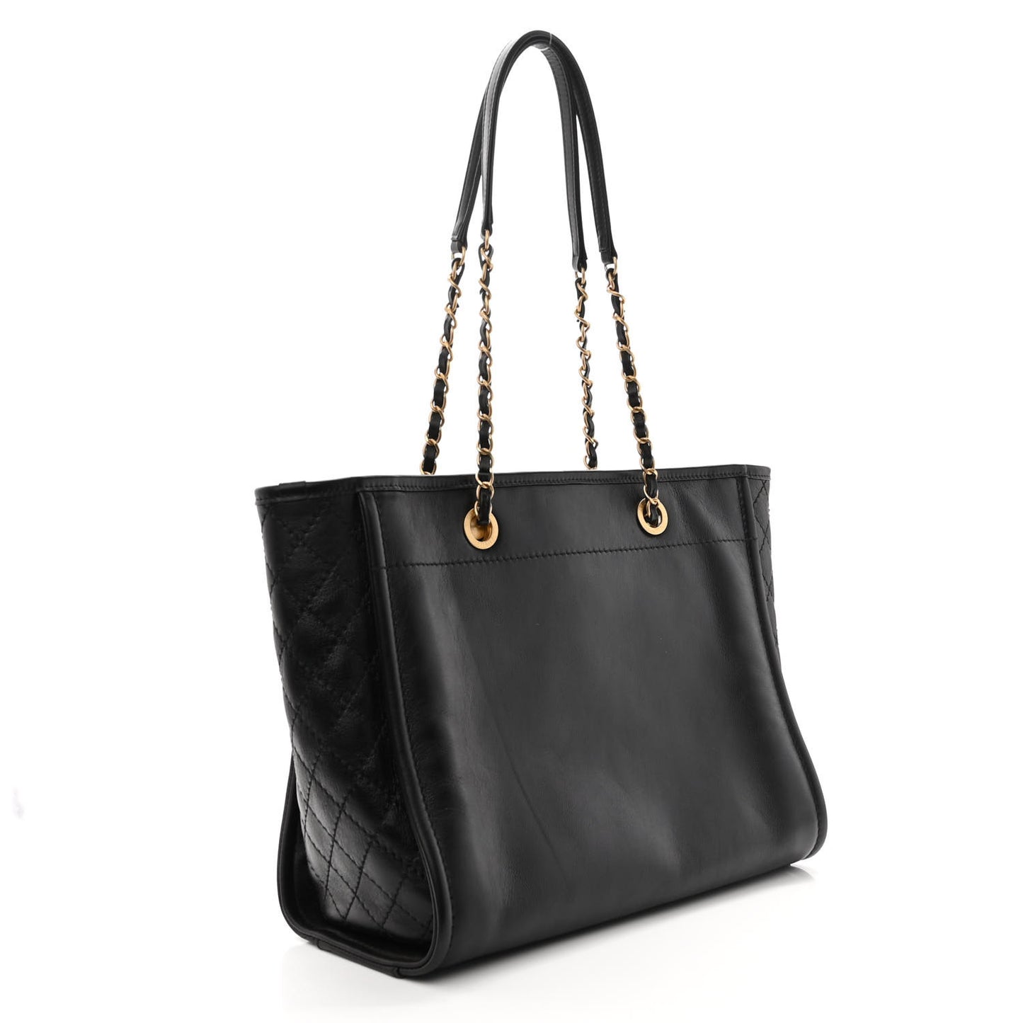 Aged Calfskin Small Charms Deauville Tote Black