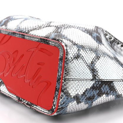 Christian Louboutin Python Embossed Calfskin Spiked Small Cabarock Shopper Tote Silver 9 of 10