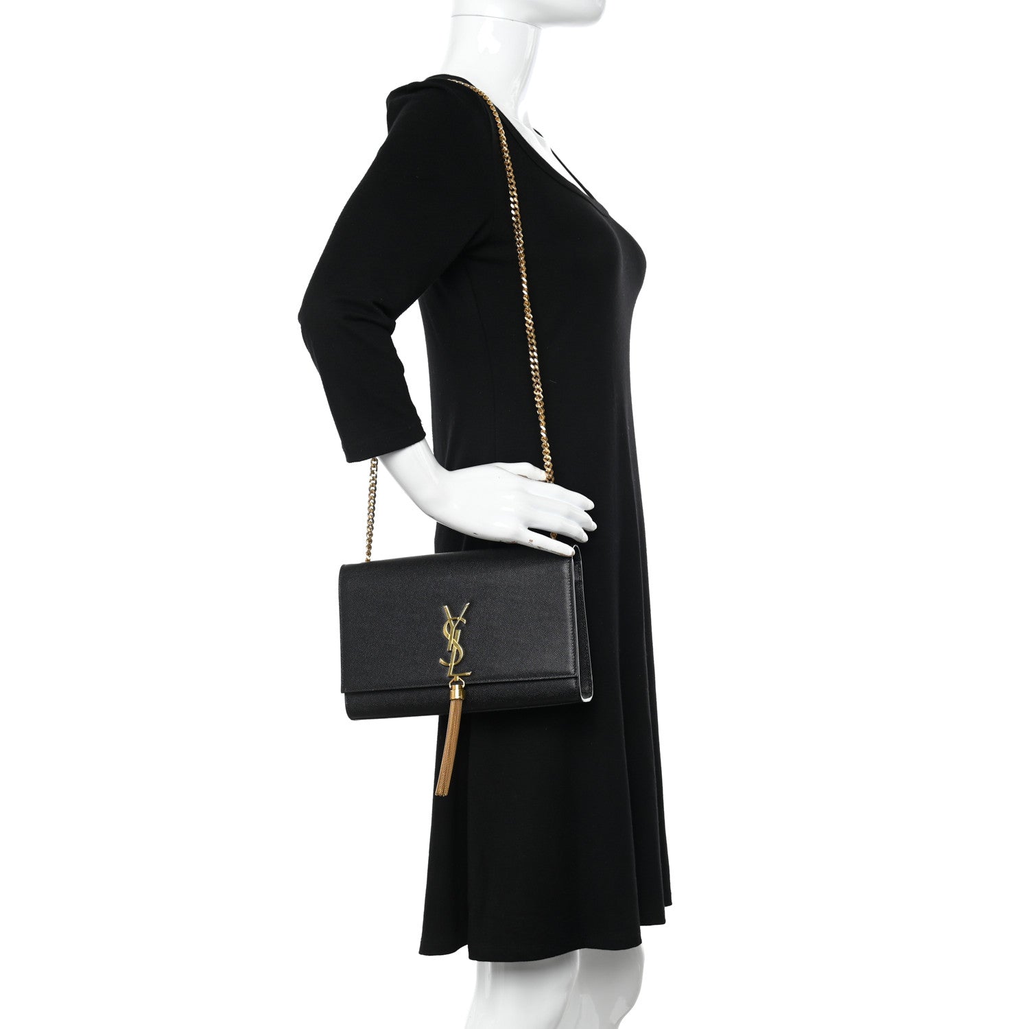 Saint Laurent Grain De Poudre Medium Classic Monogram Kate Tassel Satchel Black 2 of 14
