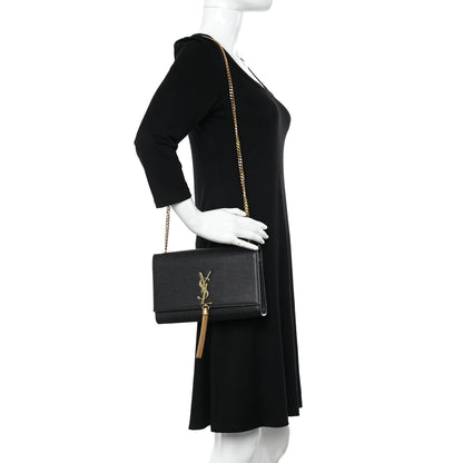 Saint Laurent Grain De Poudre Medium Classic Monogram Kate Tassel Satchel Black 2 of 14