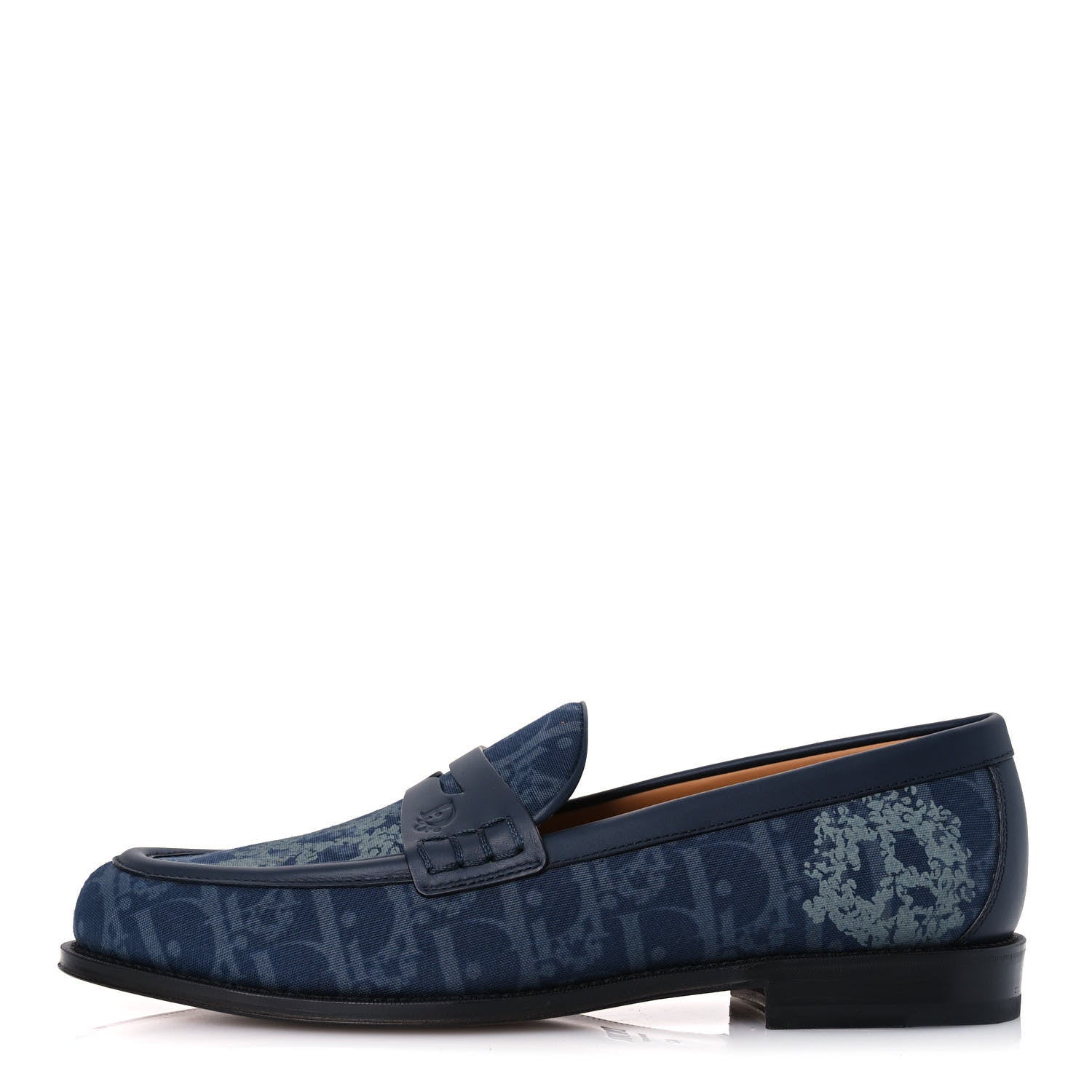 Christian Dior X DENIM TEARS Denim Calfskin Oblique Granville Loafers 43 Blue 1 of 11