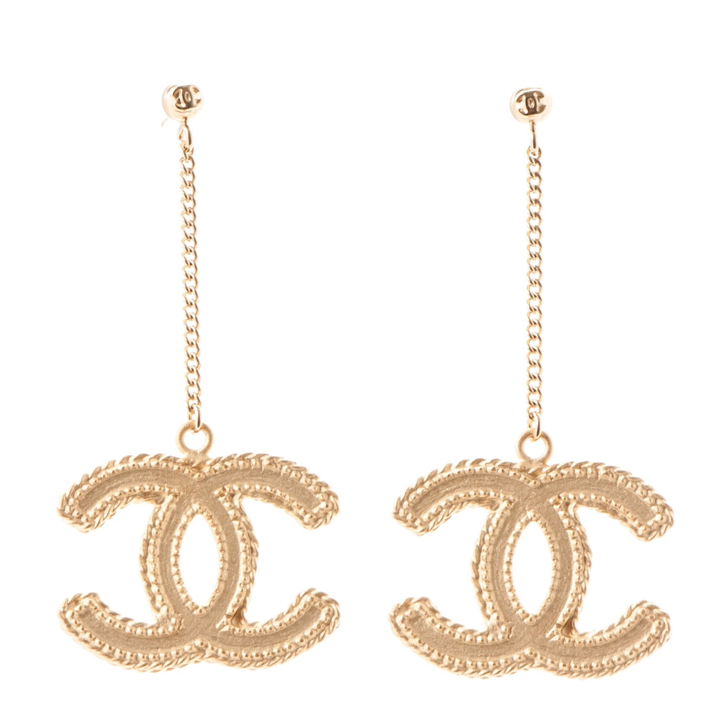 CC Drop Earrings Matte Gold