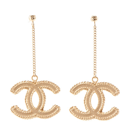 Chanel CC Drop Earrings Matte Gold 1 of 4