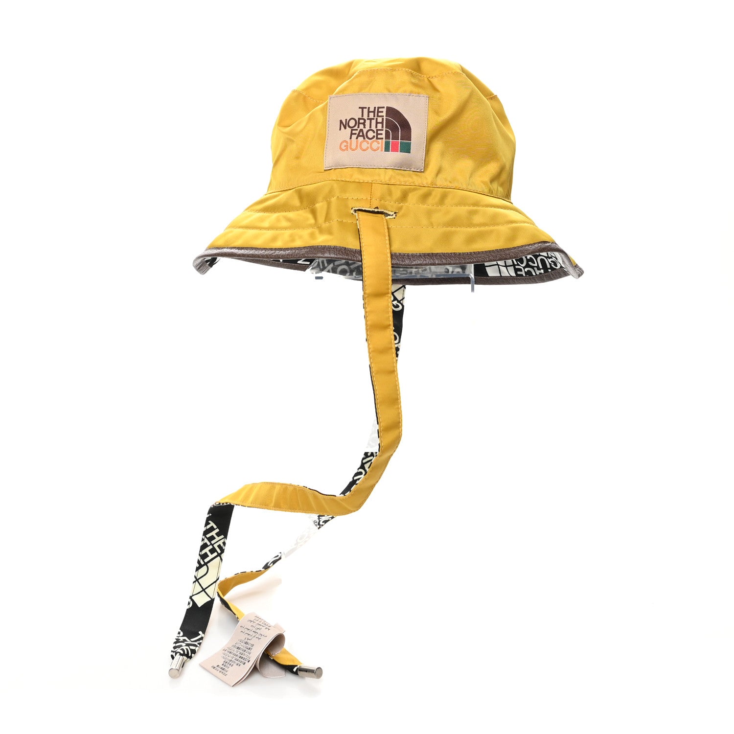 Gucci X THE NORTH FACE Nylon Reversible Self-Tie Bucket Hat Black Yellow 11 of 14