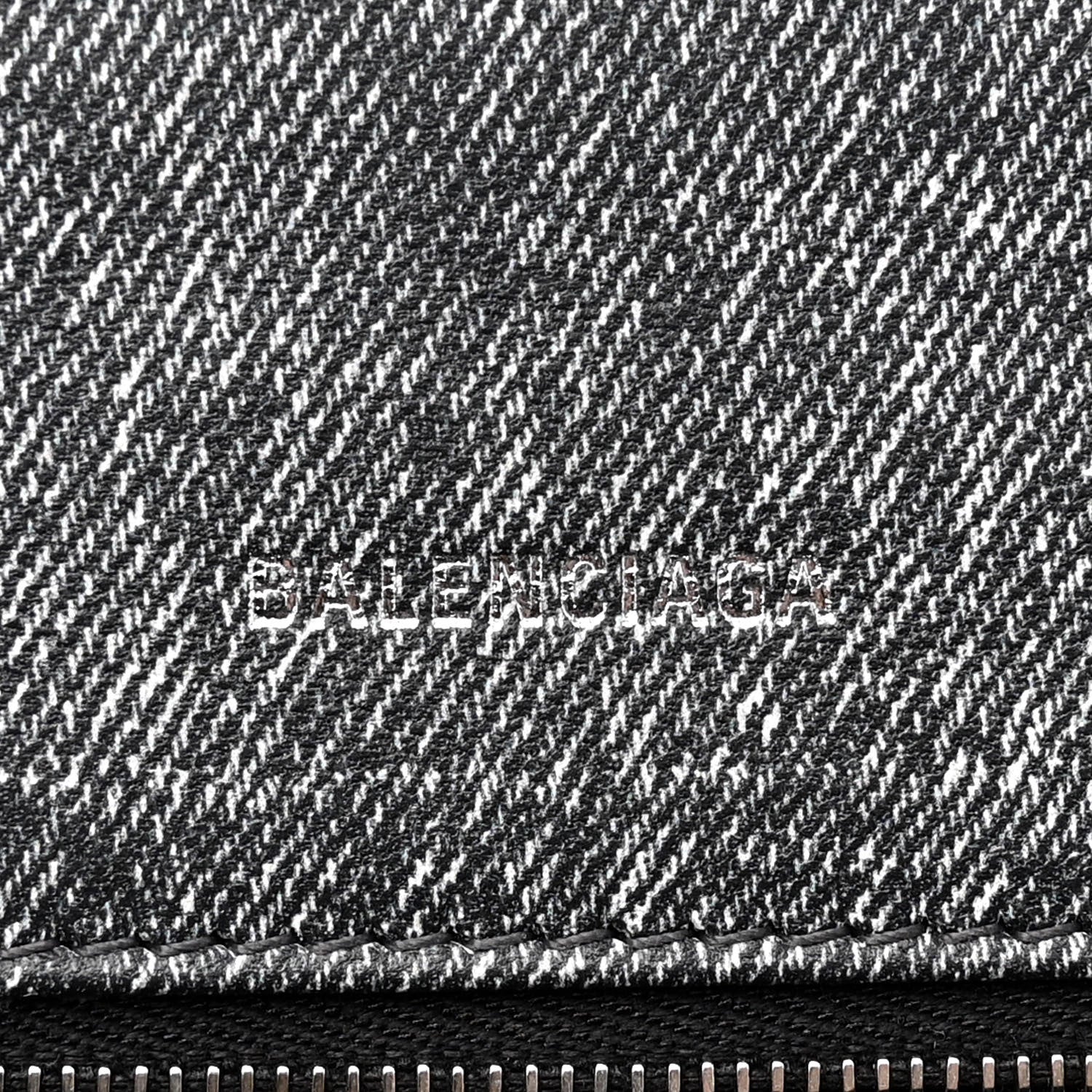 Balenciaga Nappa Denim Printed Small Hourglass Top Handle Bag Black 6 of 14