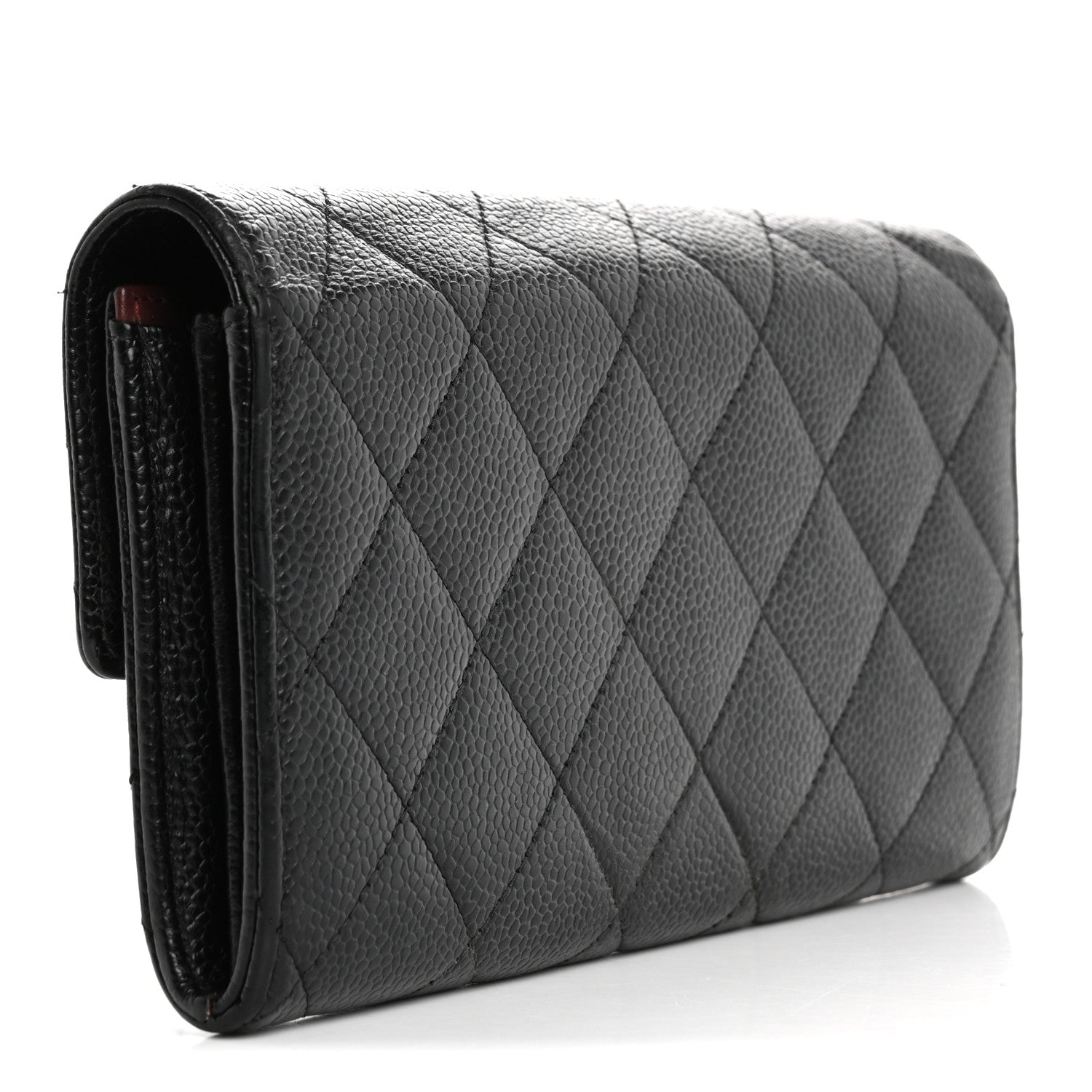 Chanel Caviar Quilted Large Gusset Flap Wallet Black 3 of 12