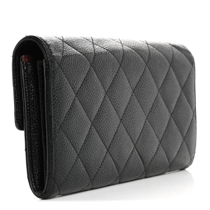 Chanel Caviar Quilted Large Gusset Flap Wallet Black 3 of 12