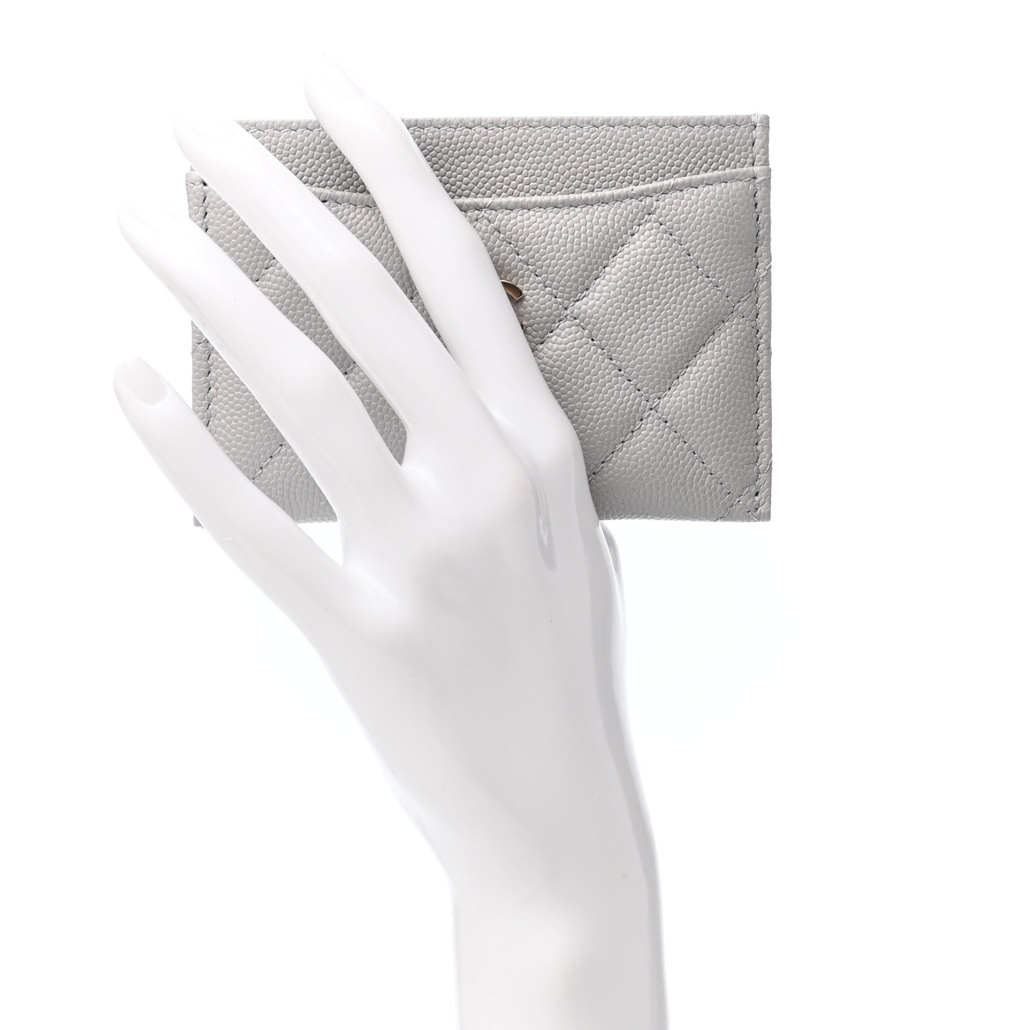 Chanel Caviar Quilted Card Holder Grey 3 of 9