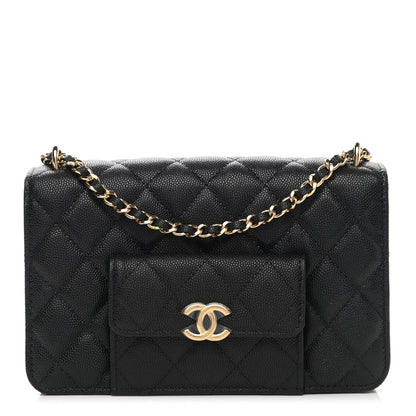 Chanel Caviar Quilted Pocket Twins Wallet On Chain WOC Black 1 of 12